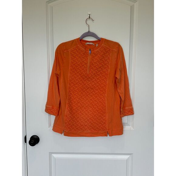 NWT Soft Surroundings Golf Shores Pullover Nectarine Orange Size Petite XS - Picture 2 of 9